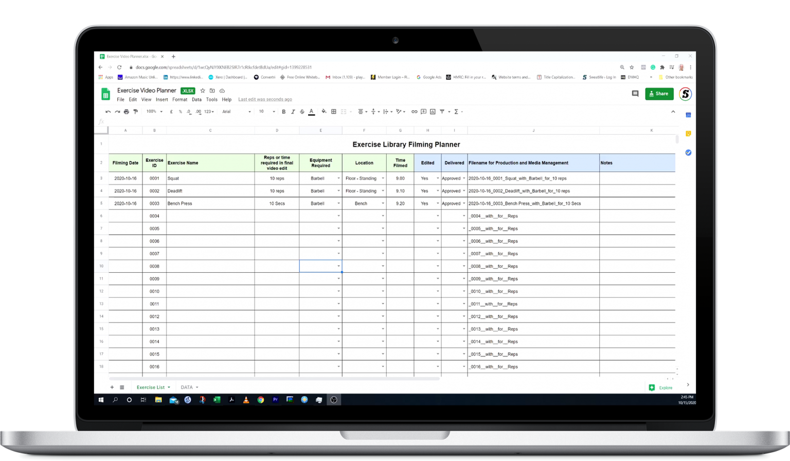 Create an exercise library for your fitness apps and online workouts.